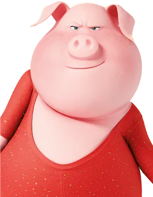 Animated Pig Character Red Shirt PNG Image