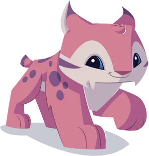 Animated Pink Lynx Walking PNG Image