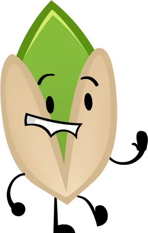 Animated Pistachio Character Smiling PNG Image