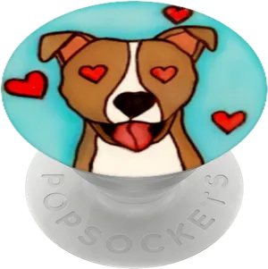 Animated Pitbull Pop Socket Design PNG Image