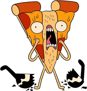 Animated Pizza Character Freakout PNG Image