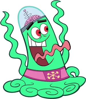 Animated Plankton Character Laughing PNG Image