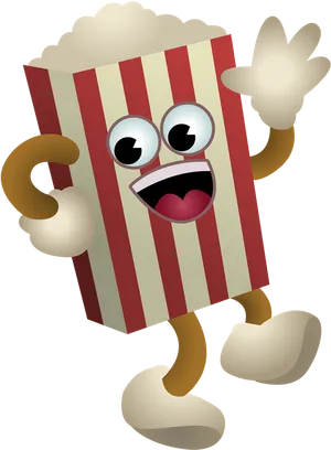 Animated Popcorn Character Clipart PNG Image