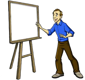 Animated Presenter With Whiteboard PNG Image