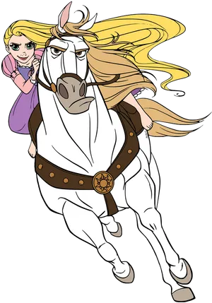 Animated Princessand Horse PNG Image