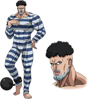 Animated Prisonerin Striped Uniform PNG Image