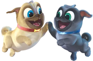 Animated Puppies Friendly Encounter PNG Image