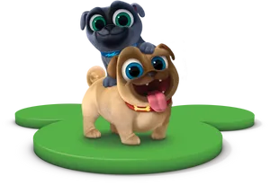 Animated Puppies Friends Together PNG Image