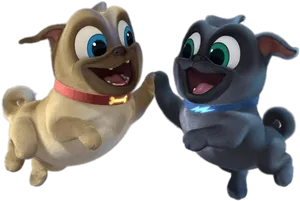 Animated Puppies High Five PNG Image