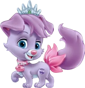 Animated Purple Puppywith Crown PNG Image