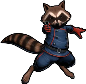 Animated Raccoon Detective Pose PNG Image