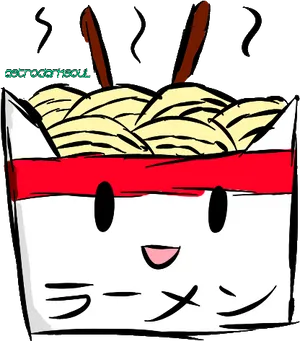 Animated Ramen Cup Character PNG Image