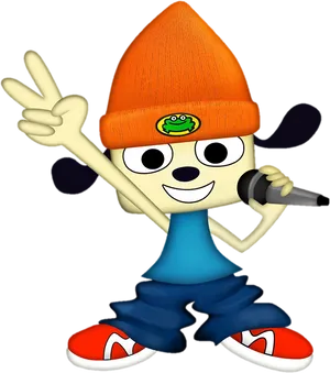 Animated Rapper Character Peace Sign PNG Image