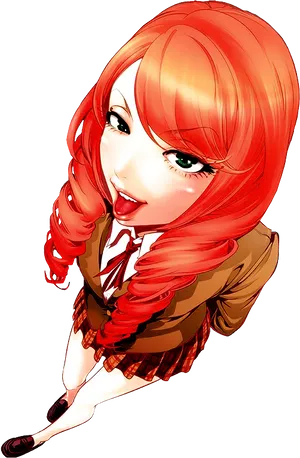 Animated Redhead Schoolgirl Character PNG Image