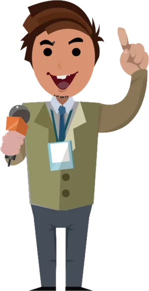 Animated Reporter Raising Finger PNG Image