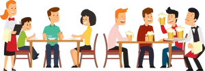 Animated Restaurant Scenewith Customersand Staff PNG Image