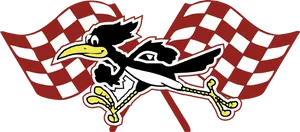 Animated Running Birdwith Checkered Flags PNG Image