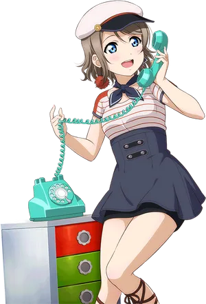 Animated Sailor Girl Phone Call PNG Image