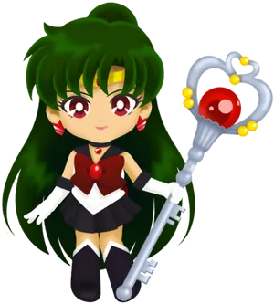 Animated Sailor Guardianwith Staff PNG Image