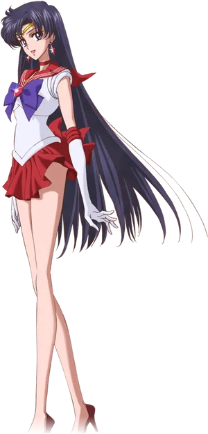 Animated Sailor Warrior Standing Pose PNG Image