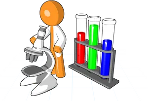 Animated Scientist Examining Samples PNG