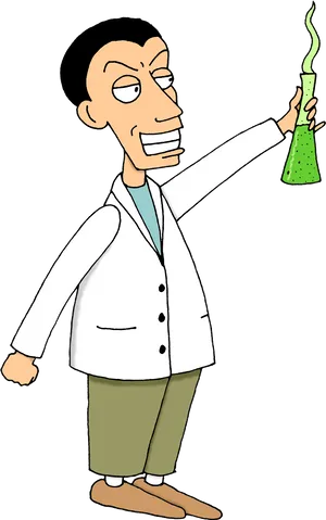 Animated Scientist Holding Flask PNG Image