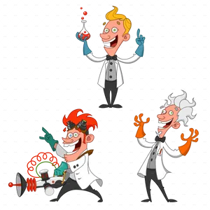 Animated Scientists Cartoon Characters PNG Image