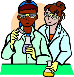 Animated Scientists Conducting Experiment PNG