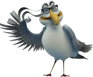 Animated Seagull Character PNG Image