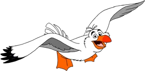 Animated Seagull Character Flying PNG Image