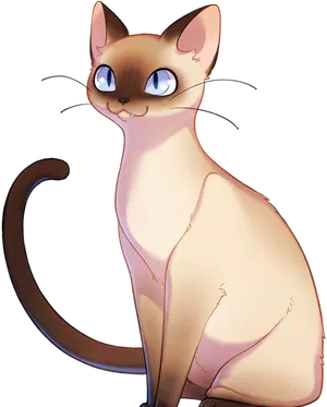 Animated Siamese Cat Illustration PNG Image