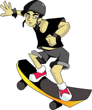 Animated Skateboarder Trick Stance PNG Image