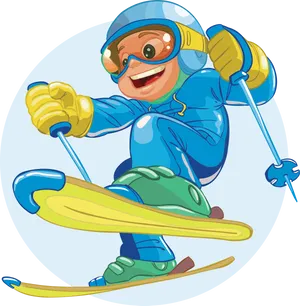 Animated Skier Action Pose PNG Image