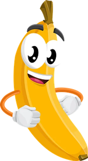 Animated Smiling Banana Character PNG Image