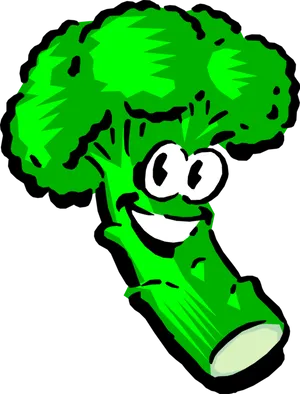 Animated Smiling Broccoli Character PNG Image