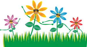 Animated Smiling Flowers PNG