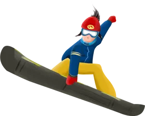 Animated Snowboarder In Action.png PNG Image