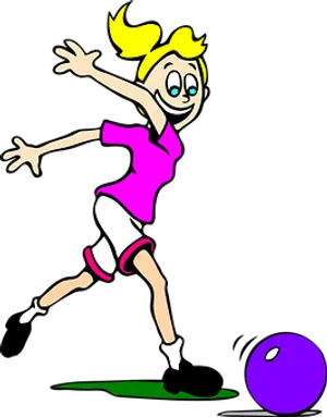 Animated Soccer Player Girl Dribbling Ball PNG Image