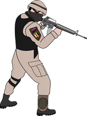 Animated_ Soldier_with_ Rifle_ Vector PNG Image