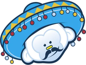 Animated Sombrero Cloud Character PNG Image