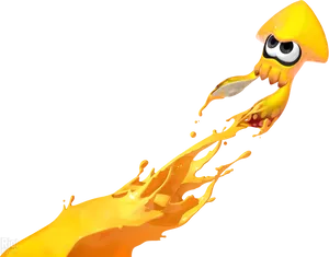 Animated Squid Emerging From Ink PNG Image