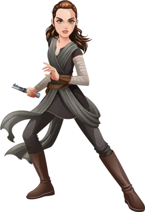 Animated Star Wars Female Character With Lightsaber PNG Image