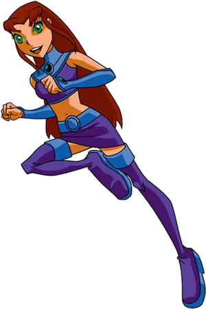 Animated Starfire Action Pose PNG Image