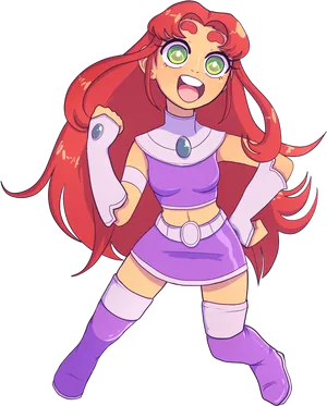 Animated Starfire Character Illustration PNG Image