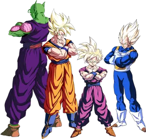 Animated_ Super_ Saiyan_ Group_ Pose PNG Image