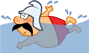 Animated Swimmer Diving Into Water PNG Image