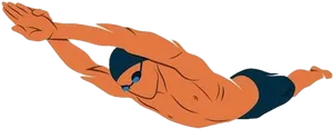 Animated Swimmer Diving Technique PNG Image