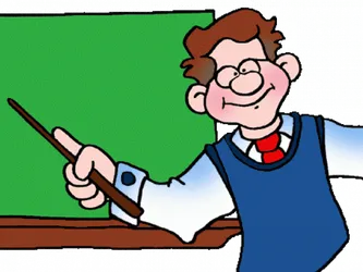 Animated Teacher Pointingat Blackboard PNG Image