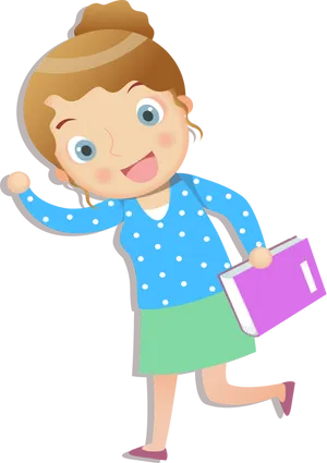 Animated Teacher Walking With Book PNG Image