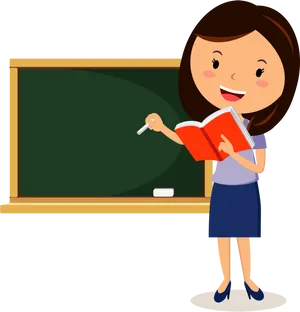 Animated Teacherat Blackboard PNG Image